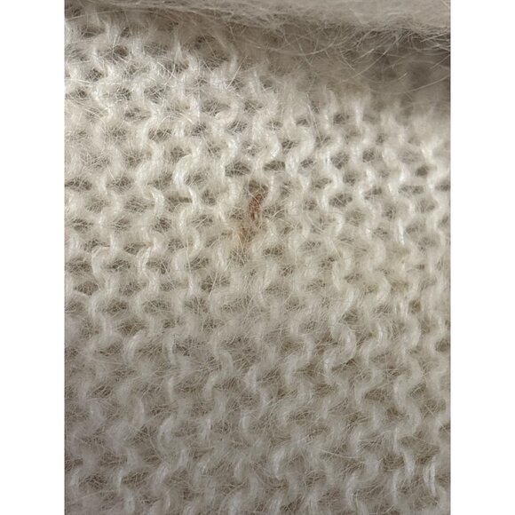 Vintage René Tener for Outlander Wool Mohair Cardigan – Cream Shawl Collar, Made - Picture 6 of 6